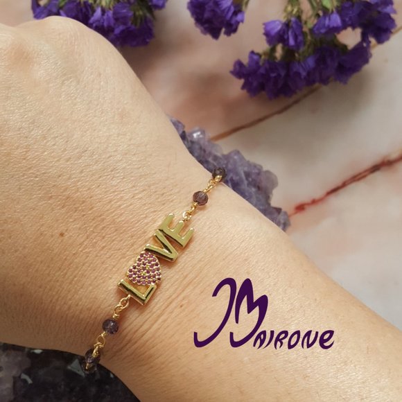 Love Crystal Bracelet 14K Gold Plated - Picture 1 of 5
